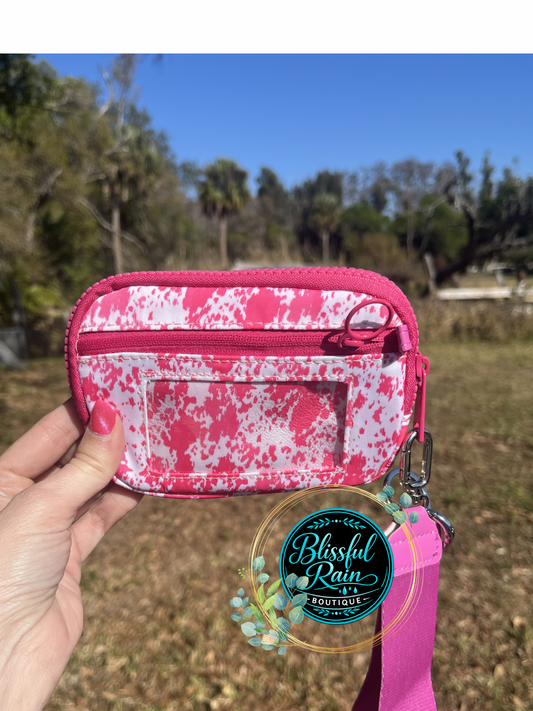 Pink Cow Print Wristlet/Wallet