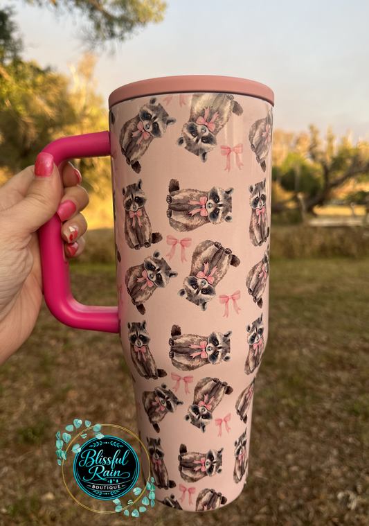 40oz Raccoon & Bows Tumbler