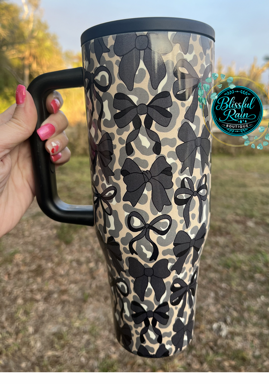 40oz Leopard & Bows Tumbler